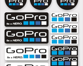 13x GoPro camera decals, stickers, waterproof vinyl, laminated for protection. (Destinations outside of the UK are 2-3 week delivery)