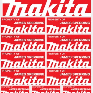 15 pegatinas personalizadas de Makita, vinilo de alta calidad, laminadas. (Entrega fuera del Reino Unido: 2-3 semanas).