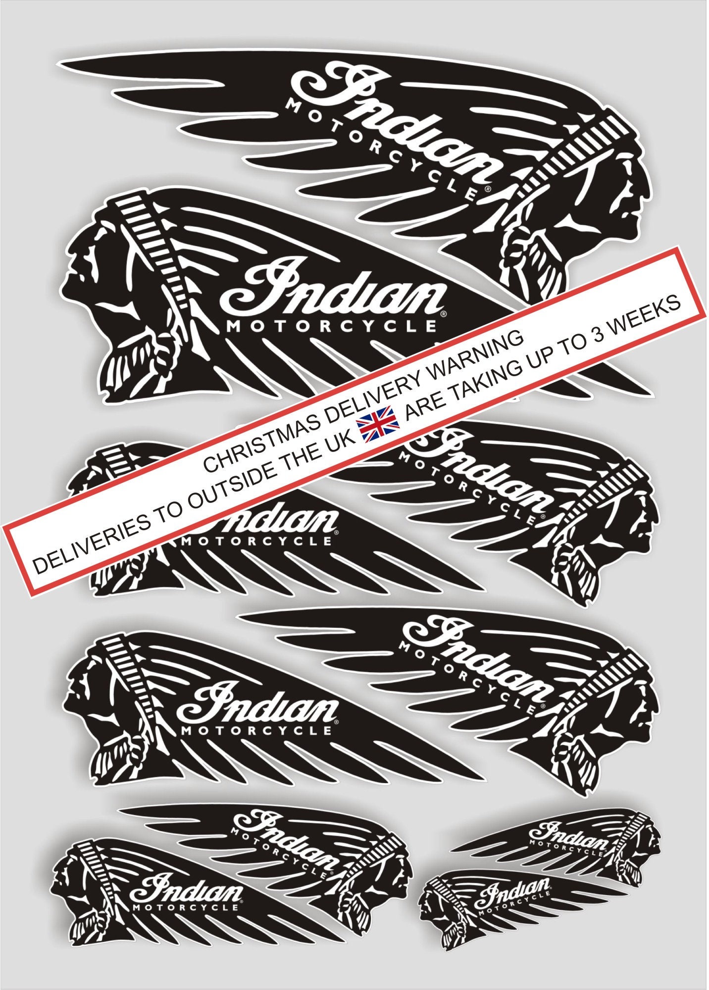2 x INDIAN INDIAN STICKER LEFT AND RIGHT SIDE MOTORCYCLE STICKER IA138