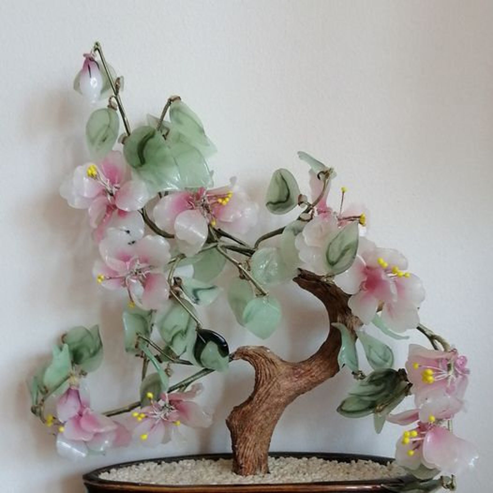 Bonsai tree made of glass with black ceramic base Etsy