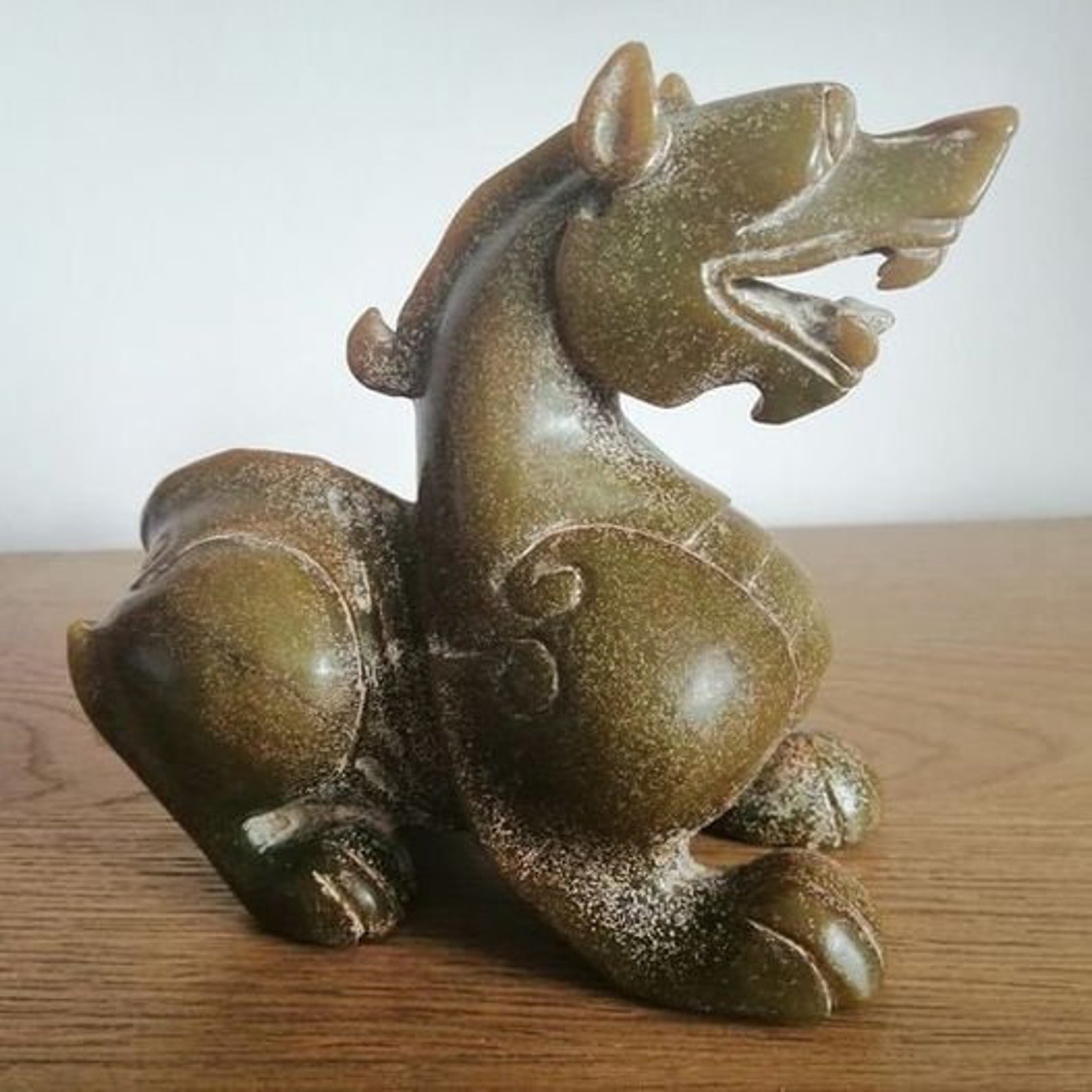 Antique soapstone dragon figurine Quality heavy sculpture Etsy