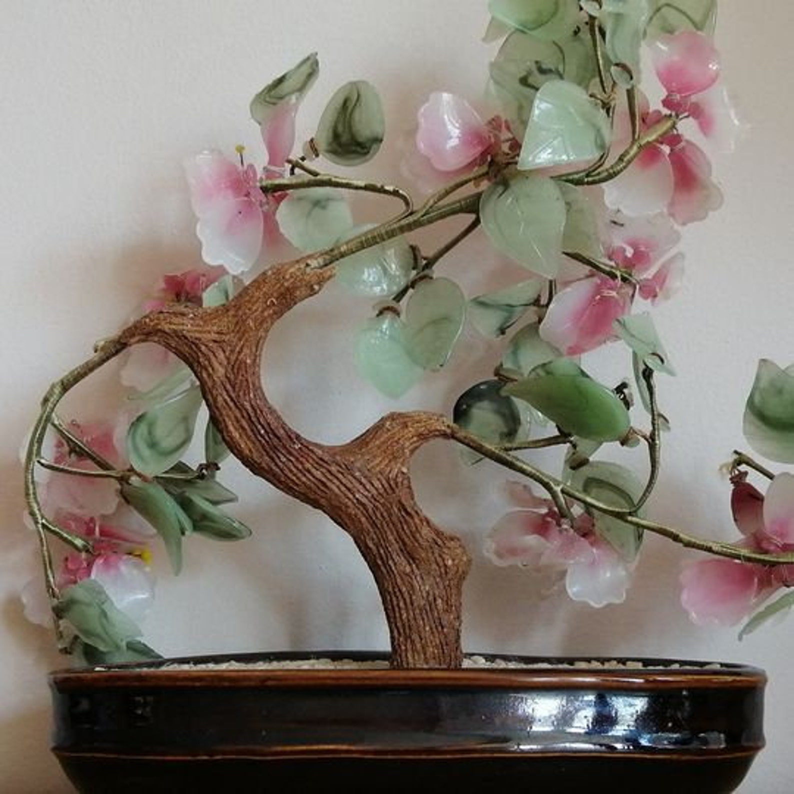 Bonsai tree made of glass with black ceramic base Etsy