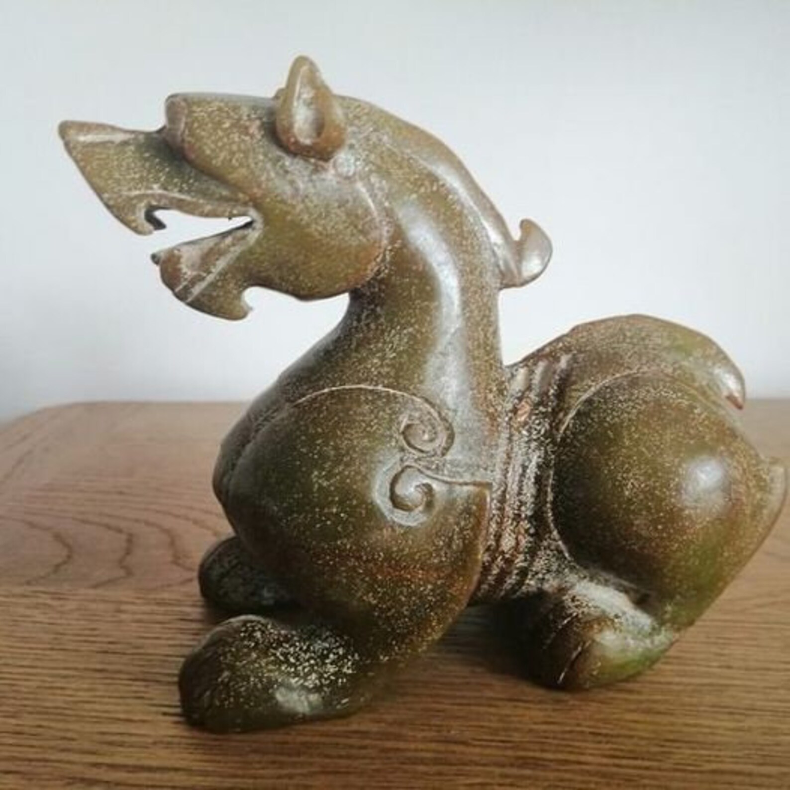 Antique soapstone dragon figurine Quality heavy sculpture Etsy