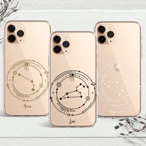 Constellation Zodiac Minimalist Phone Case for fits iPhone 15, 14 ,13 pro max, 12 pro & SAMSUNG A13 S23 S22 A23 A53, A32, Pixel 8, 7, 7a, 6