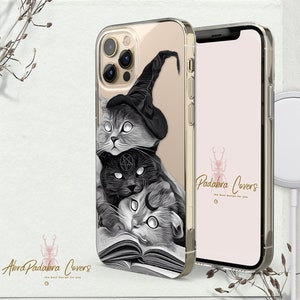 Witchcraft Clear Cats For Witches phone case fits for iPhone 15, 14 pro, 13 mini, 12 pro & SAMSUNG s23, s22+ , a13, Pixel 8,8 pro,7,7a,6,6a