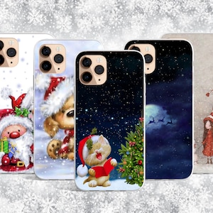 Snowman Santa  Christmas Tree Pattern  phone case for fits iPhone 15 pro max, 14 pro max 13 mini, 12 pro max & SAMSUNG s23 s22 , pixel 8 7 6