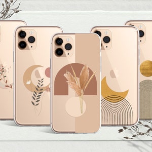 Boho Moon Clear Transparent phone case for fits iPhone 15,14 pro max,13 pro max, 12 pro & SAMSUNG A13 S23 S22 A23 A53, A32, Pixel 8, 7, 6 7a