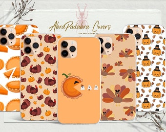 Thanksgiving Turkey Cute Pumpkin Pie Grateful phone case fits for iPhone 15, 15 pro max, 14, 14 pro max, 13, 13 mini & Samsung S23, S22, S21