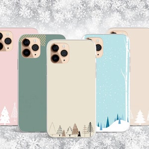 Christmas Minimalist Tree Snow  phone case for fits iPhone 15, 15 pro max, 14, 14 pro max, 13 & SAMSUNG S23, s22, S21 ,Google Pixel 6,6a,7,8