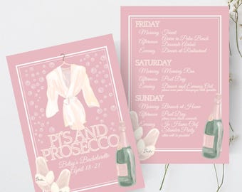 PJs and Prosecco Bachelorette Itinerary Template (Digital Download)