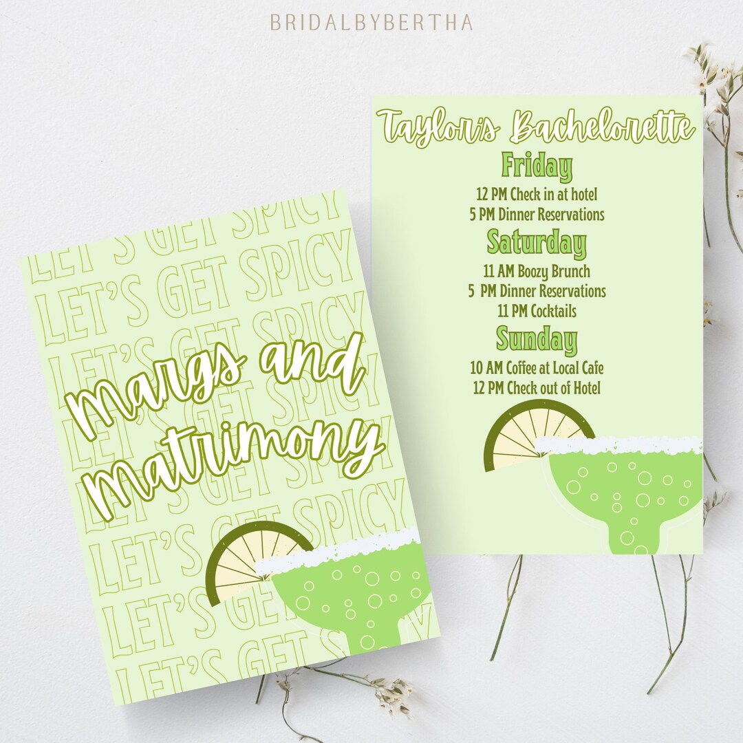 Bachelorette Template, Margs and Matrimony Weekend Itinerary ...