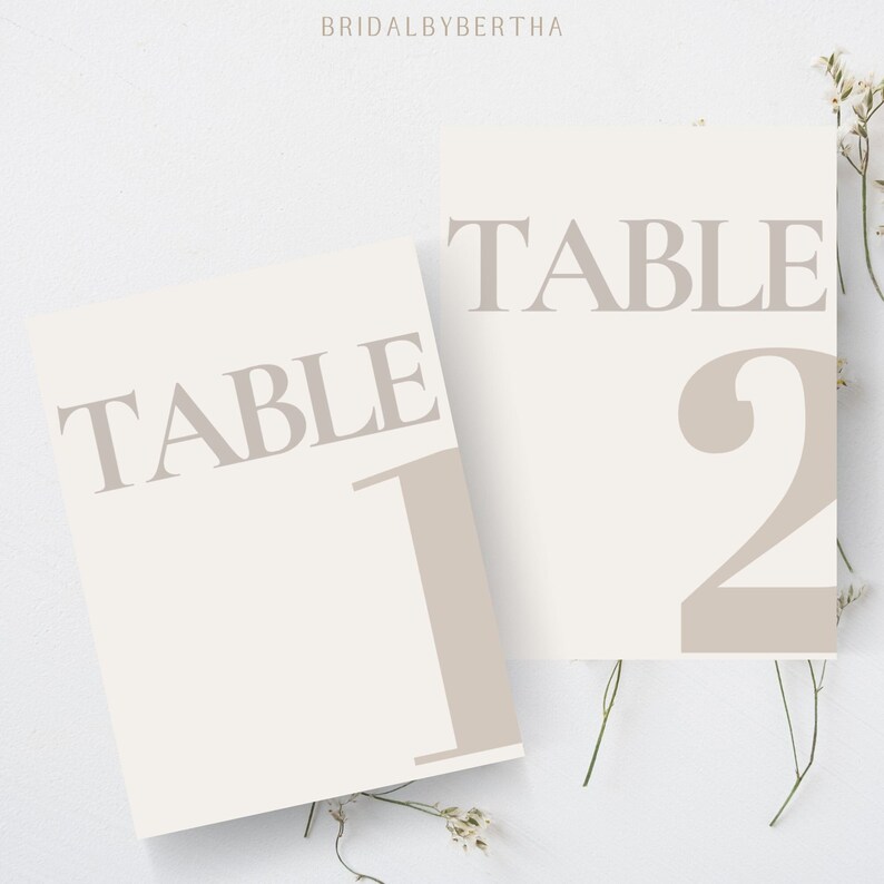 Table Number Template, Minimalist Wedding Table Number Template, Simple
