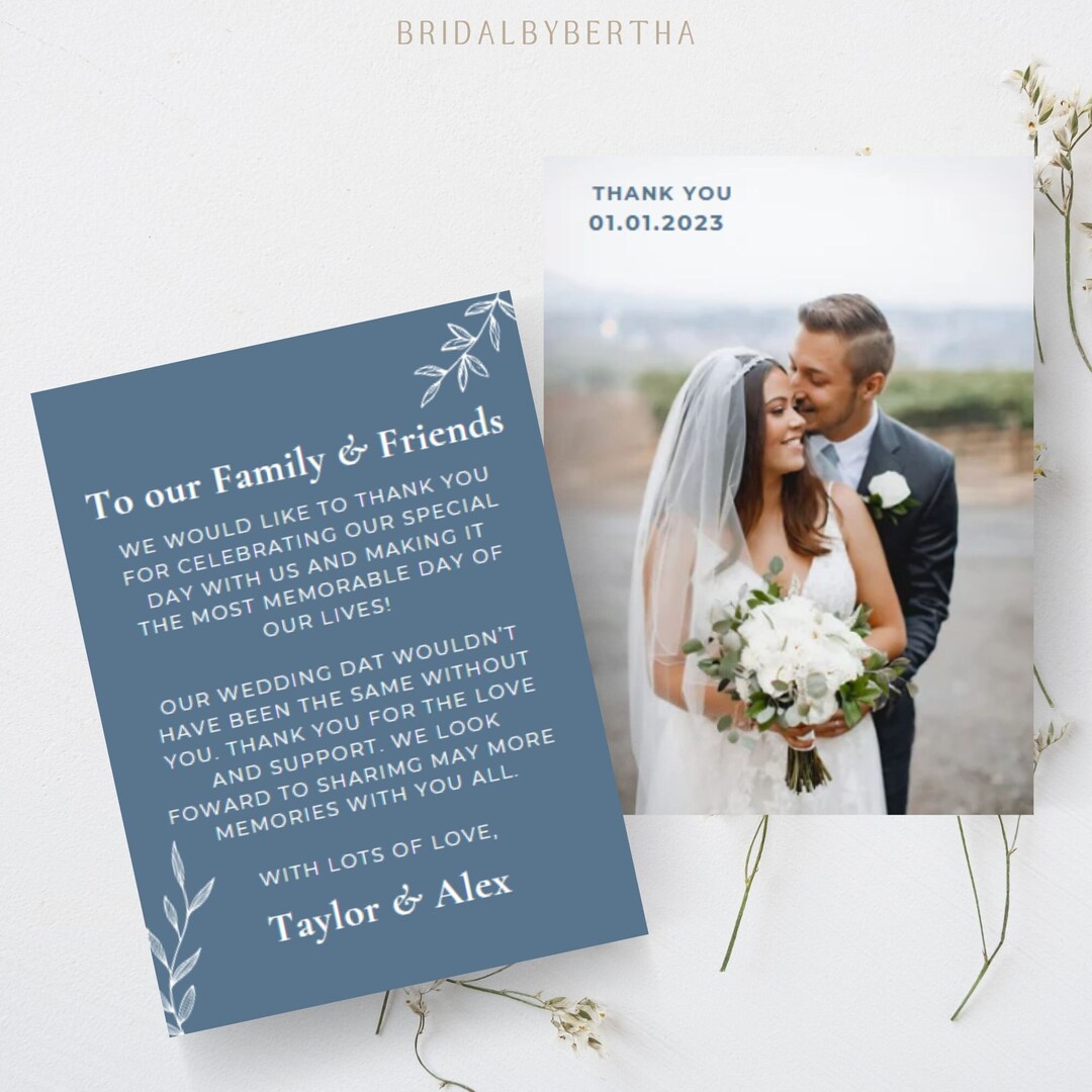 Thank You Double Sided Template, 5x7 Wedding Thank You Cards, Photo ...