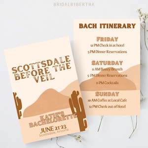 Bachelorette Template, Scottsdale Before the Veil Weekend Itinerary, Desert Bachelorette, Arizona Bach Party Schedule, Instant Download