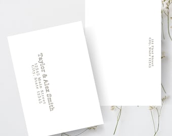 Umschlagvorlage, 5x7 Hochzeitseinladung, minimalistische und moderne Schriftart, personalisierte RSVP-Karten, klassische Einladung