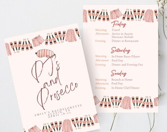 PJs and Prosecco Bachelorette Itinerary Template (Instant Download)