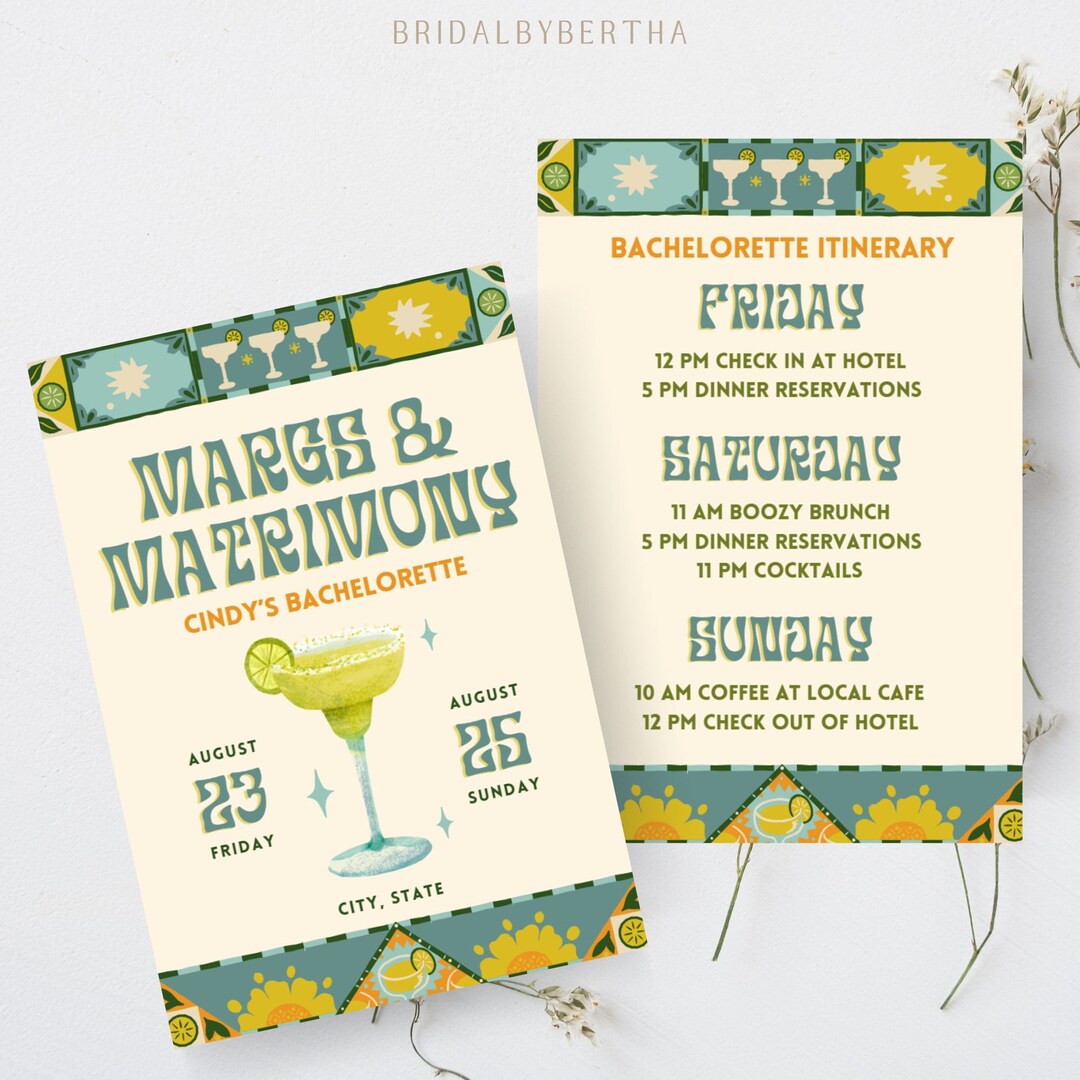 Bachelorette Template, Margs and Matrimony Weekend Itinerary ...
