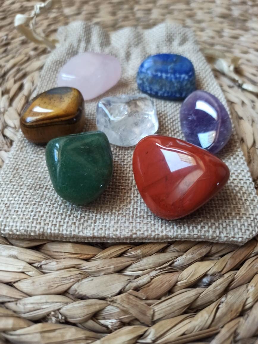 Mon Pack 7 Chakras Pierres et Fleur de Vie. Rééquilibrage Harmonie. Méditation, Yoga, Reiki. Bien Êt