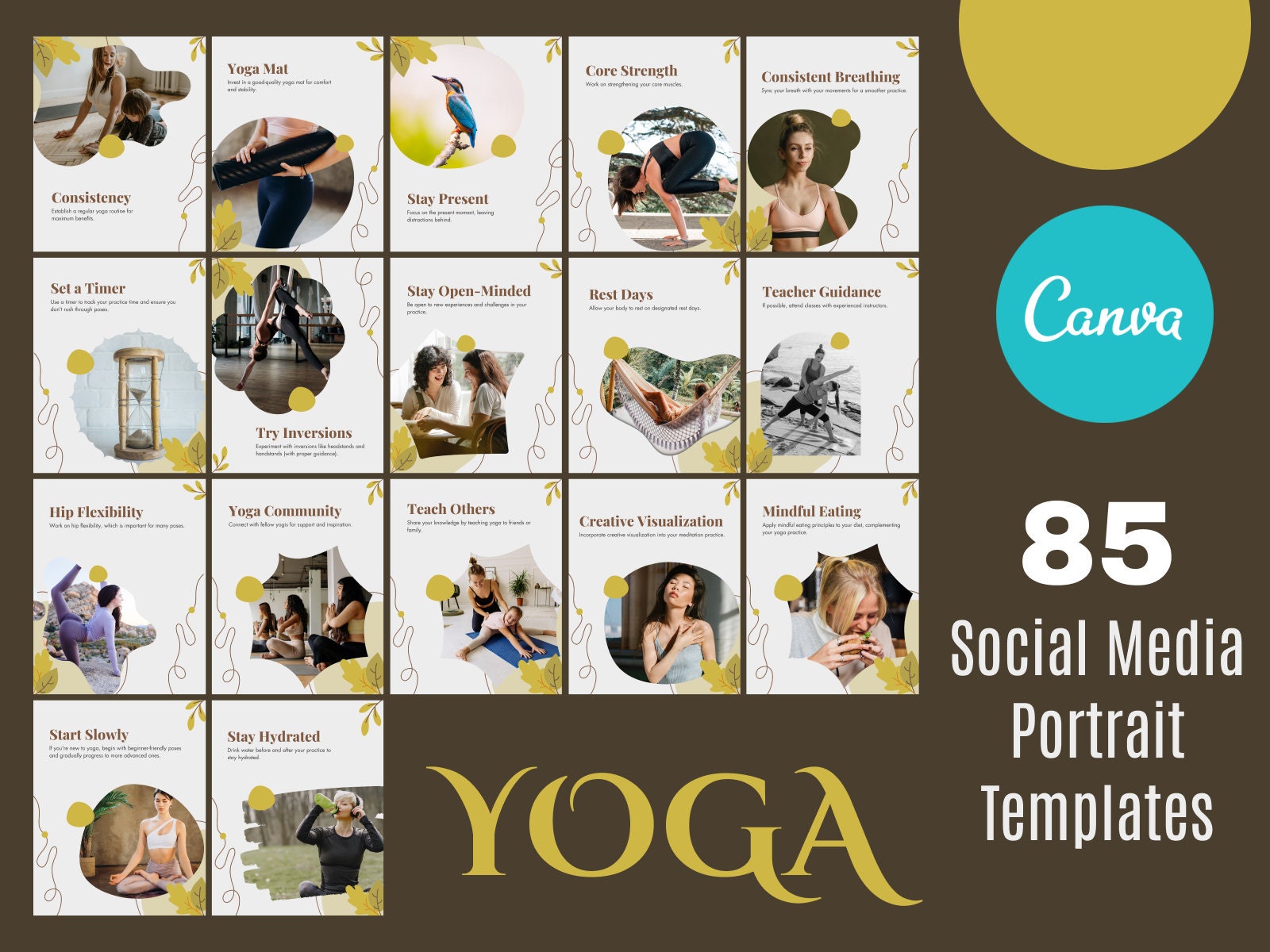 Yoga Instagram Post Templates | Yoga Teacher Wellness Coach | Fitness ...