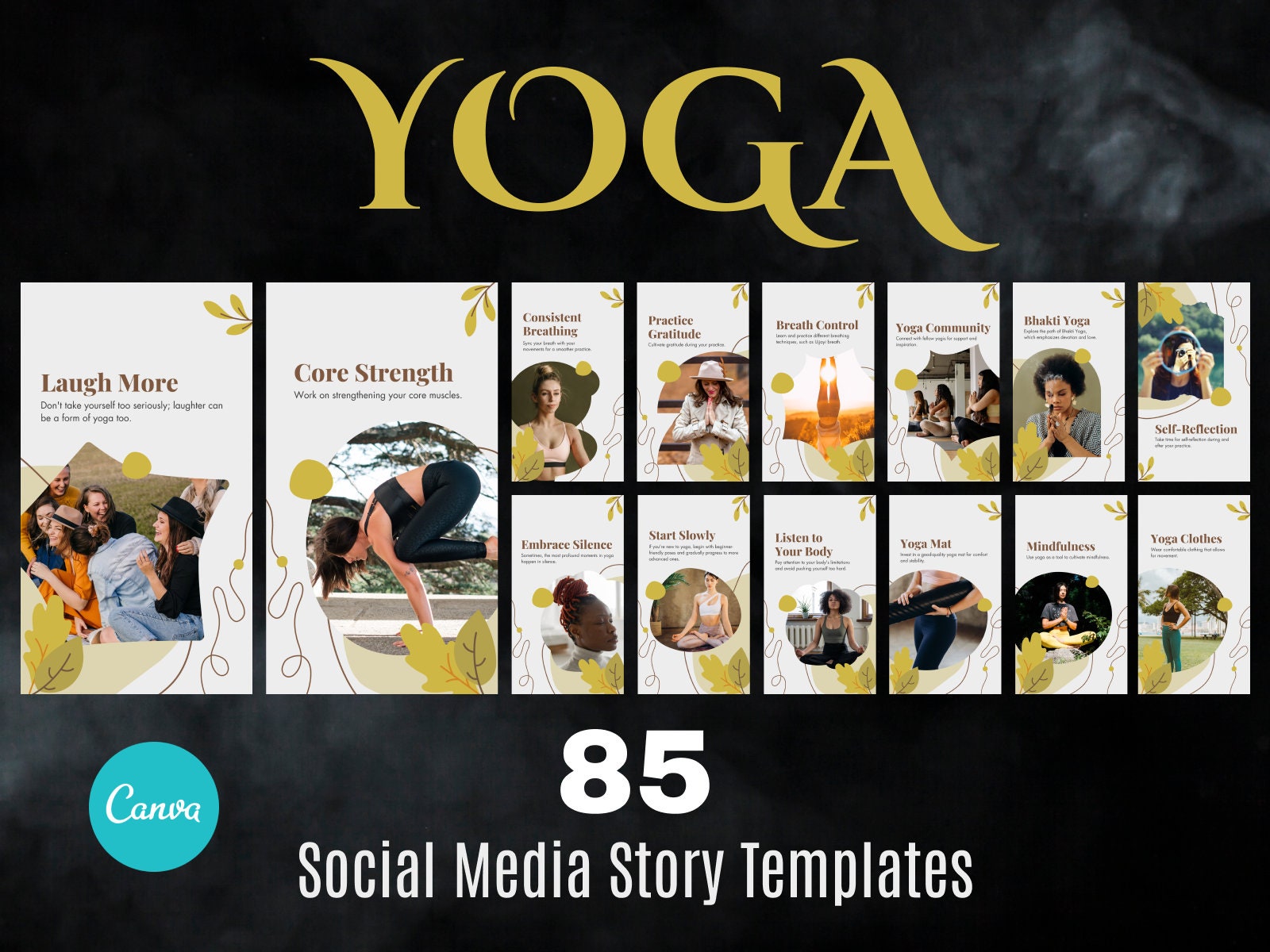 Yoga Instagram Post Templates | Yoga Teacher Wellness Coach | Fitness ...