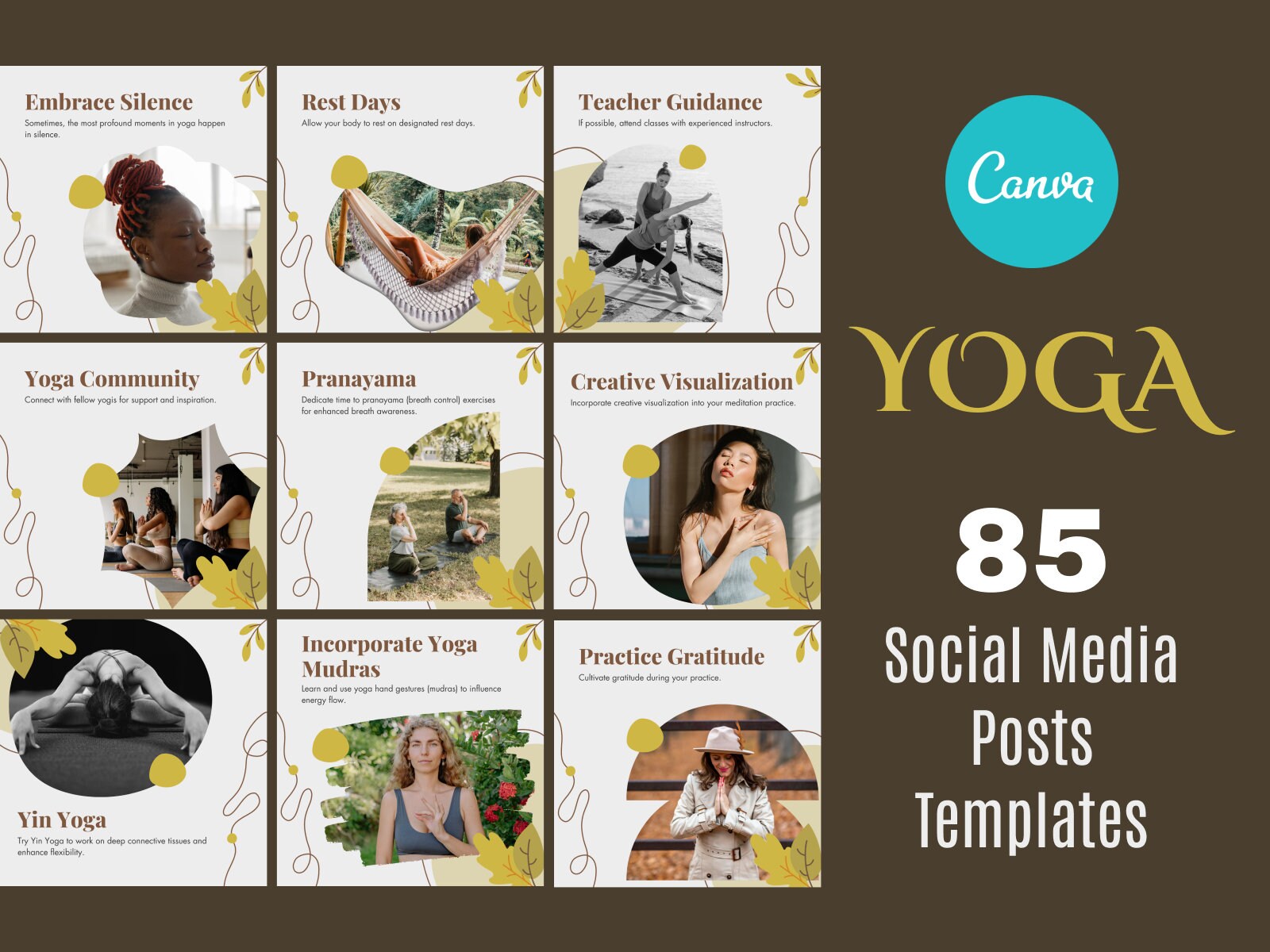 Yoga Instagram Post Templates | Yoga Teacher Wellness Coach | Fitness ...