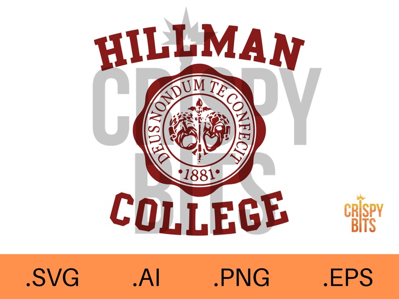 May include: Red and white logo design for Hillman College. The logo features a seal with the text "Deus Nondu Te Confectci" and "1881". The text "Hillman College" is in a bold red font.