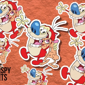 Ren and Stimpy Sticker | Happy Happy Joy Joy | Funny| 90s | TV Show | Nickelodeon | Nick Kids | Nostalgia | Nick Toons | Log | Gift | Decal