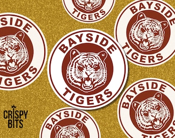 Bayside High School Sticker | Tigers | Saved By the Bell | 90s TV | Funny | Nostalgia | Zach Morris | Kelly Kapowski |  Water Bottle | Decal