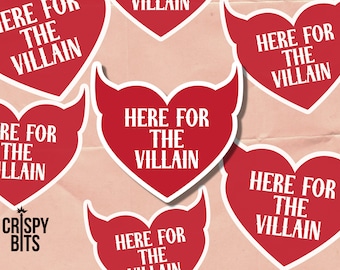 Here For The Villain Sticker | Bad Guy Sticker | Book Sticker | Bookish | Booktok | TV Show | Kindle Sticker | Laptop | Water Bottle | Funny