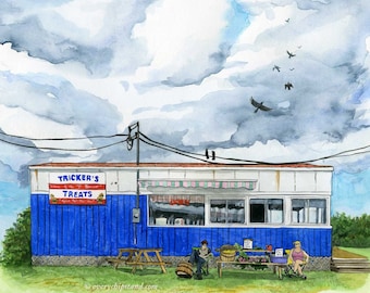 Tricker's Treats - Rutherglen, Ontario - 11 x 17" archiefafdruk van frituurpan bij elke frituur, Canadees landschap