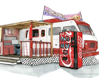 M&D's Poutine Palace - Sudbury, Ontario - 8,5 x 11" archiefafdruk van frituurpan van elke frituur, Canadees landschap