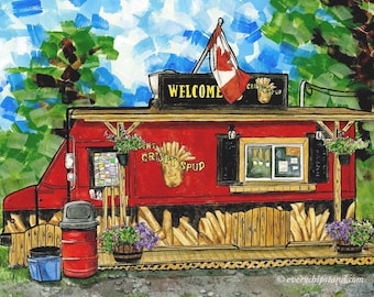 The Crispy Spud - Carleton Place, Ontario - 11 x 17" archiefafdruk van frituurpan van elke frituur, Canadees landschap