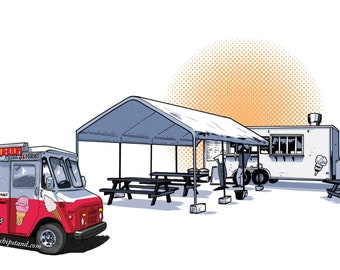 Angie's Snack Shack - Elgin, Ontario - 8,5 x 11" archiefafdruk van frituurpan bij elke frituur, Canadees landschap