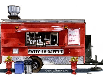 Fatty Bo Batty's - Stonecliff, Ontario - 8,5 x 11" archiefafdruk van frituurpan, Canadees landschap