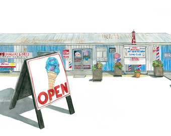Dawg's Burgers and Fries- Port Colborne, Ontario - 11 x 17" archiefafdruk van frituurpan van Every Chip Stand, Canadees landschap