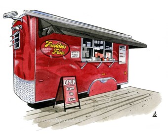 Freddie's Fries - Deep River, Ontario - 8,5 x 11" archiefafdruk van frituurpan, Canadees landschap