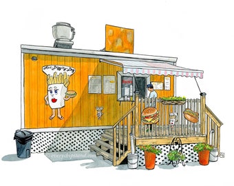 Hot Diggity Dog - Carleton Place, Ontario - 11 x 17" Archiefdruk van frituurpan van Every Chip Stand, Canadees landschap