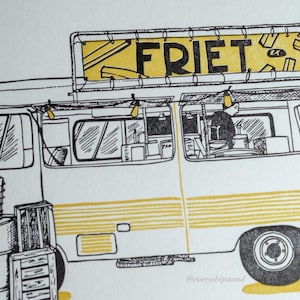 Friet Fry Truck Letterpress Limited Edition 5x7&quot; Print