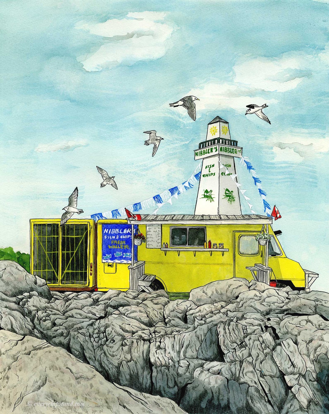 Nibbler's Fish & Chips Spanish, Ontario 11 X 17 Archival Print of Chip