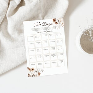 JGA Bingo Boho, Hen Party Printable Game, Instant Download, PDF, A4, Design 01