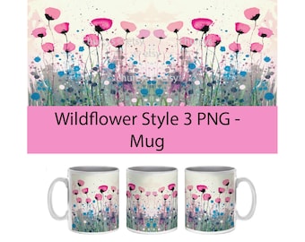 Wildflower Style 3 - PNG, 11oz Mug Wrap for Sublimation, Sublimation png for Mugs, Valentine Mug png, Sublimation Wrap Mug Digital Design
