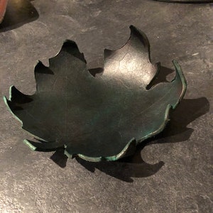 Handmade leather leaf bowl/wall art, inspired by nature. Your choice of leaf. Unique gift. Birthday, Christmas, Mother&#39;s Day, Father&#39;s Day