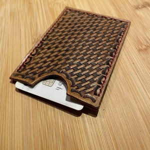 Debit/credit card wallet - basket weave effect. Ideal gift for him or her