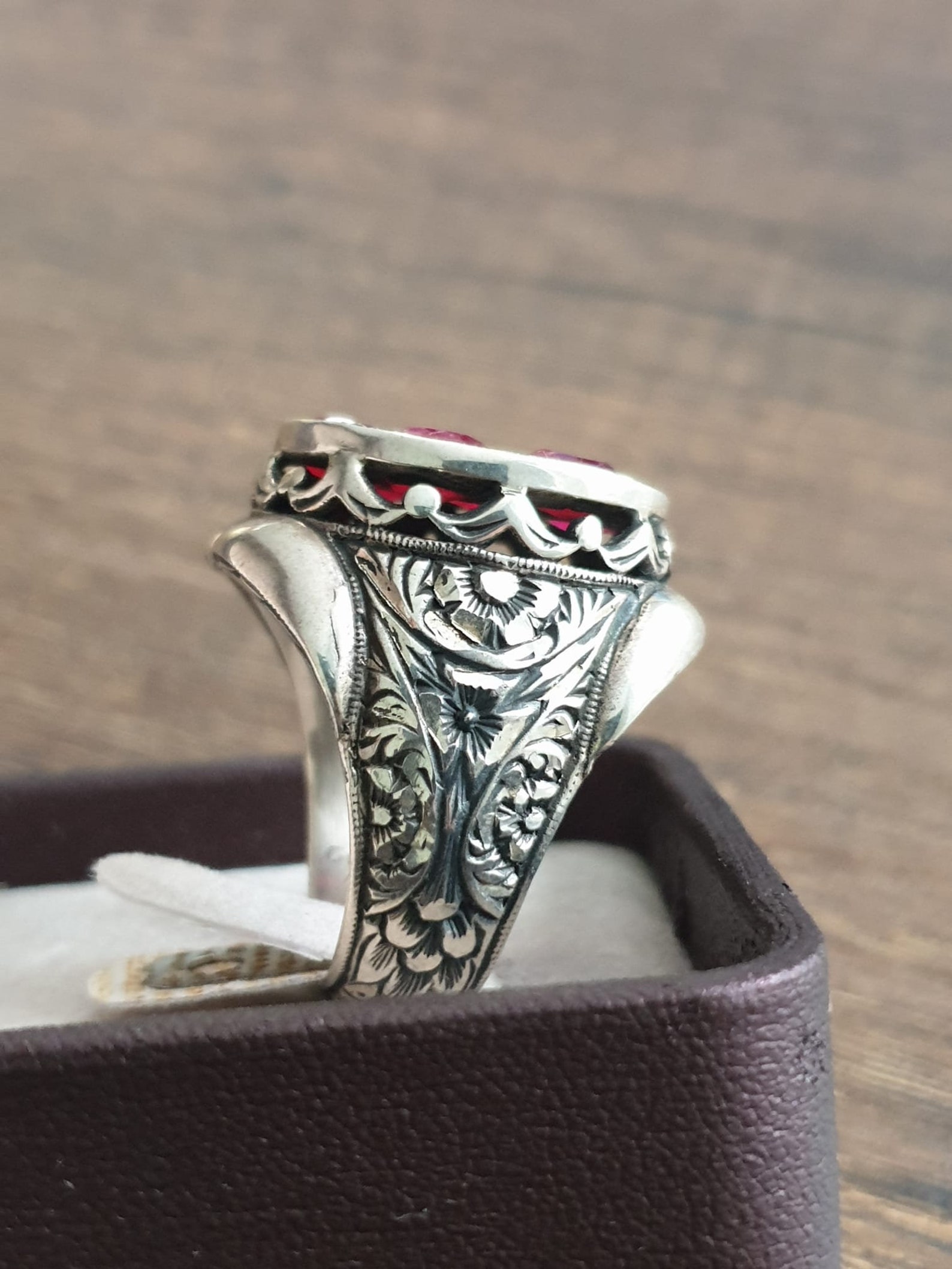 Natural Ruby Ring Men Antique Ruby Ring Elegant Silver Ring | Etsy