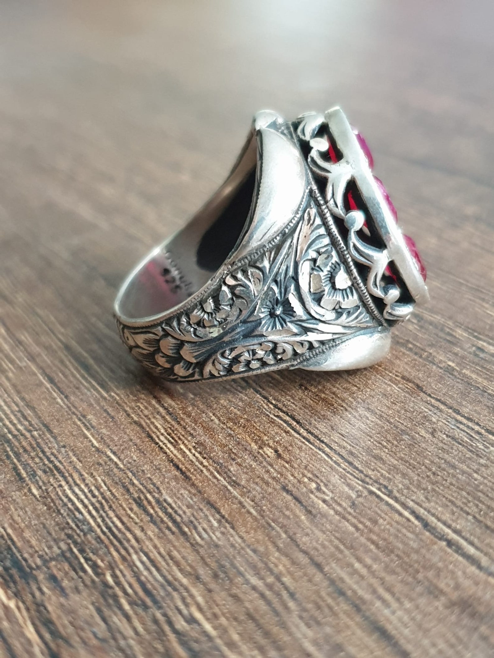 Natural Ruby Ring Men Antique Ruby Ring Elegant Silver Ring | Etsy