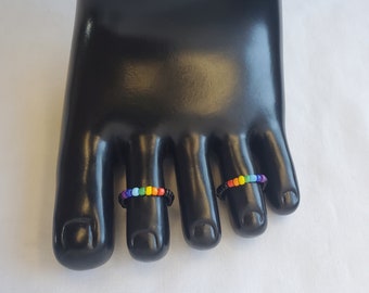 Rainbow Color Beaded Toe Ring