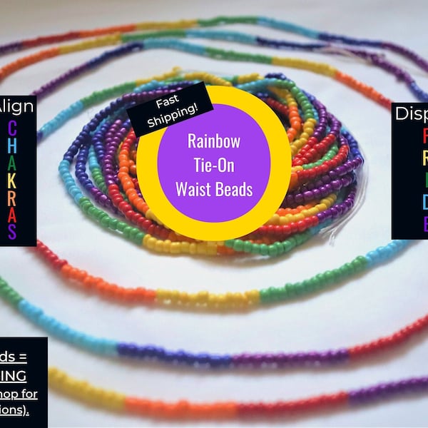 Rainbow Tie-On African Waist Beads