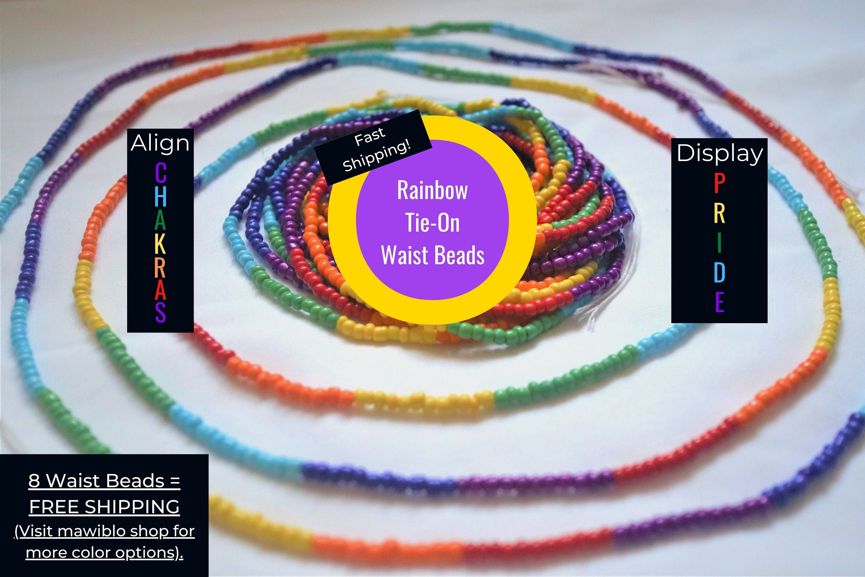 Rainbow waist beads new arrivals