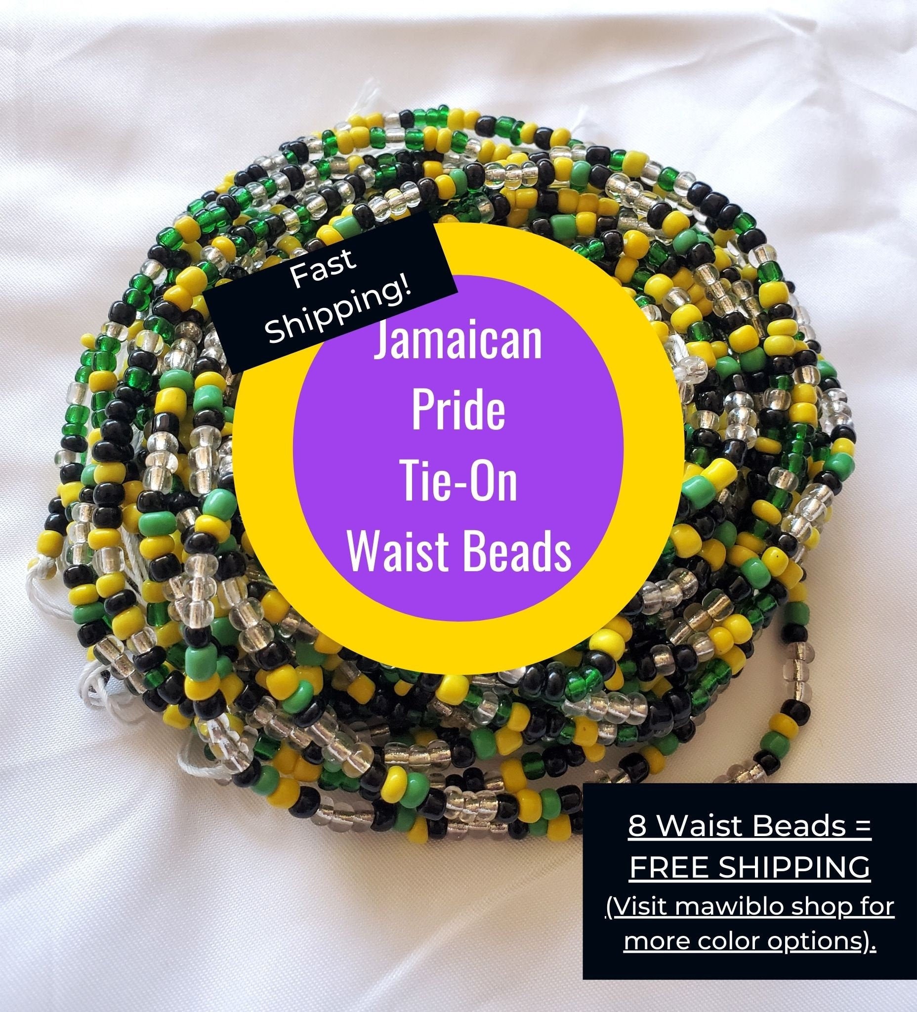 Jamaican Pride Tie on African Waist Beads Etsy