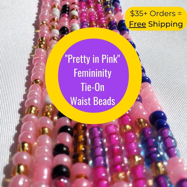 Feminine "Pretty in Pink" Colors Tie-On African Waist Beads